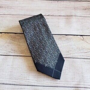 Gianfranco Ferre 100% Silk Chain Link Print Tie Black Gray Grey Classic
